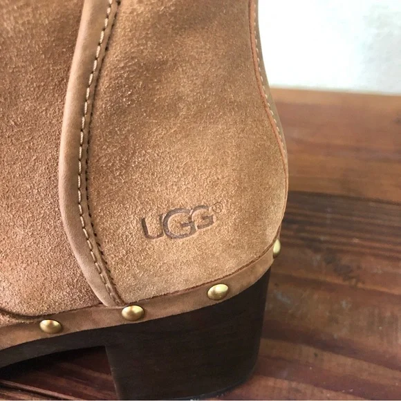 UGG Cam II Suede / Sheepskin Clog Heel Ankle Booties Boots Chestnut US 9… - Picture 2 of 13